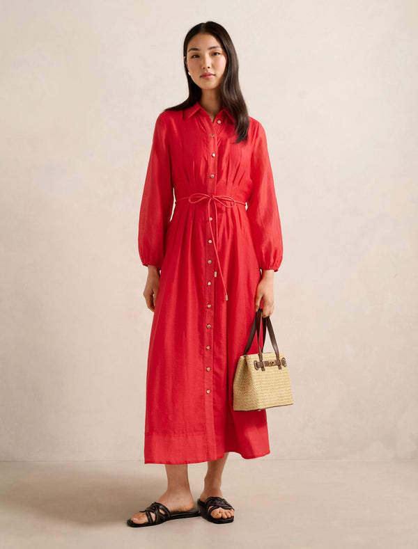 Evelyn Seam Detail Midi Dress Bright Red Forever New