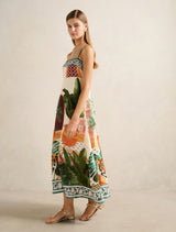 Bianca Printed Linen Midi Dress Forever New