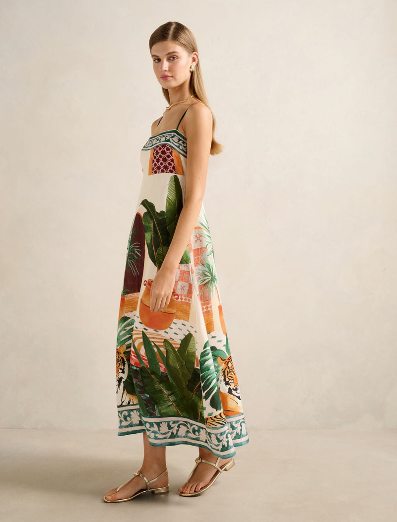 Bianca Printed Linen Midi Dress Forever New