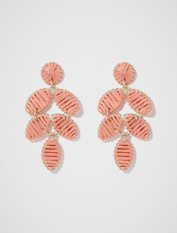 Abigail Long Petal Weave Earrings 0 Coral Gold Forever New