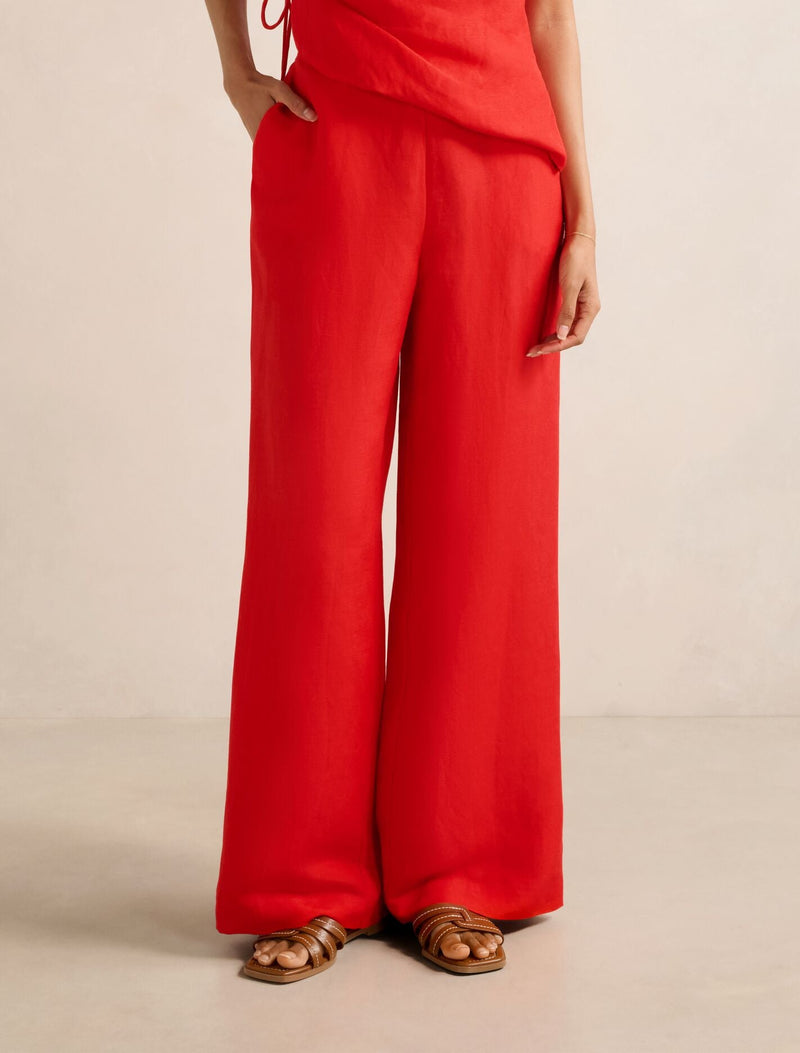Caitlin Petite Linen Wide Leg Pants Runway Red Co-Ord Forever New