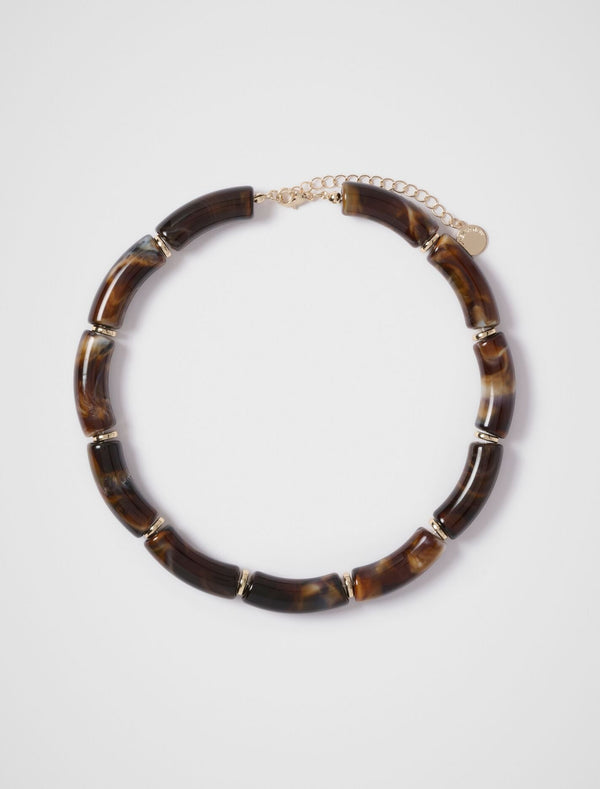 Maya Rectangle Bead Necklace 0 Brandy Brown Forever New