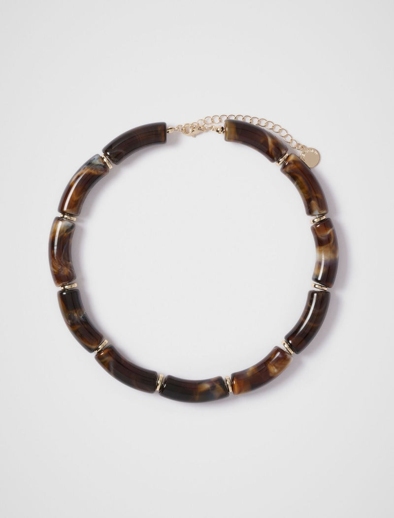 Maya Rectangle Bead Necklace 0 Brandy Brown Forever New