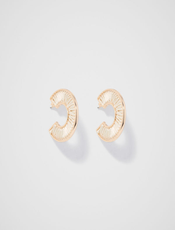 Julia Weave Hoop Earrings 0 Ivory Gold Forever New