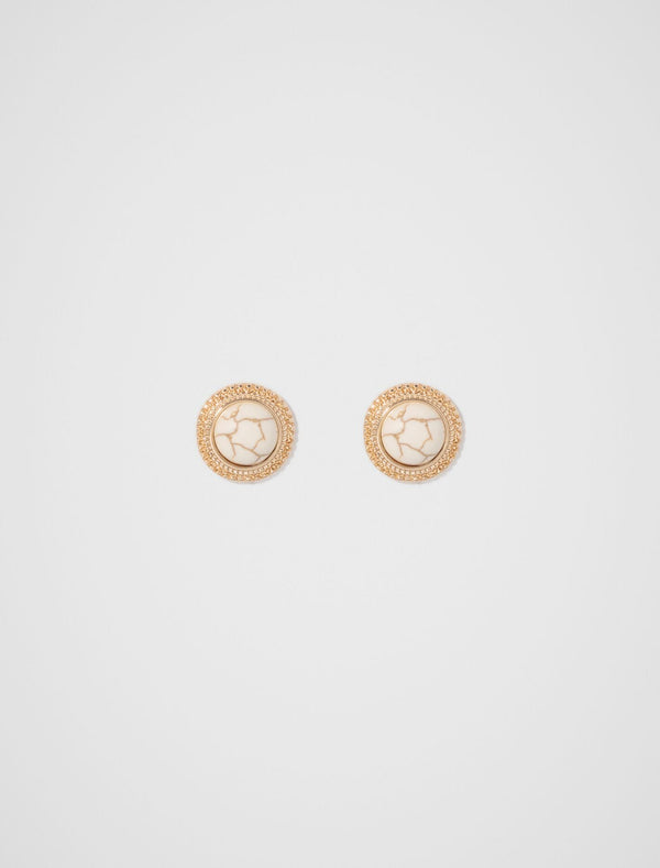 Ashley Marble Stud Earrings 0 Ivory Gold Forever New