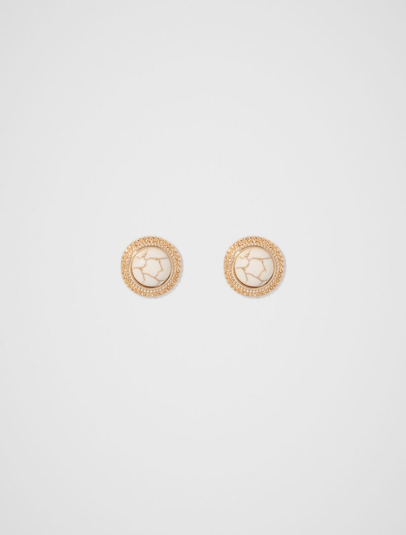 Ashley Marble Stud Earrings 0 Ivory Gold Forever New