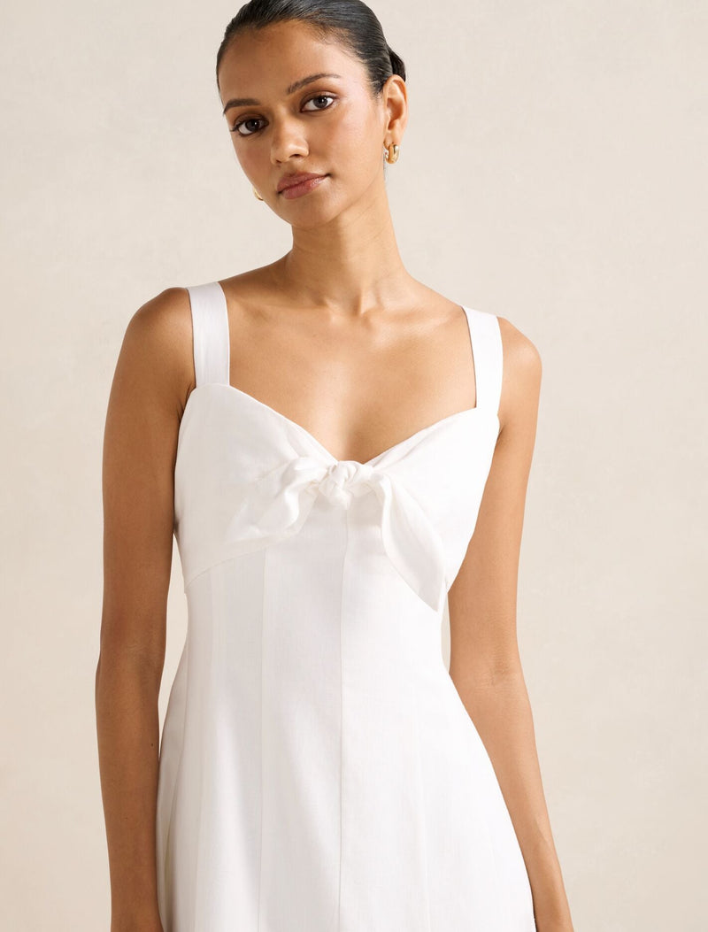 Kara Petite Tie Front Linen Midi Dress Forever New