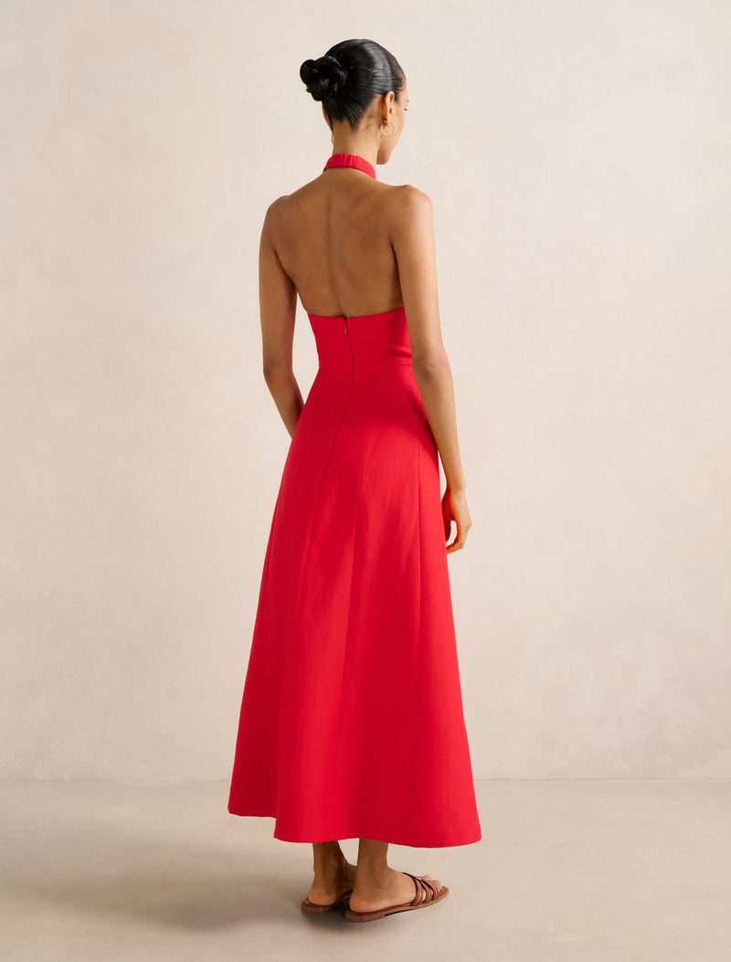 Angie Petite Hardware Linen Midi Dress Forever New