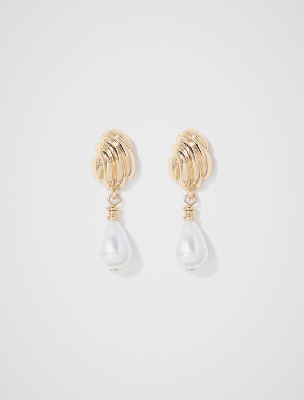 Bronte Shell Pearl Drop Earrings 0 Pearl Gold Forever New