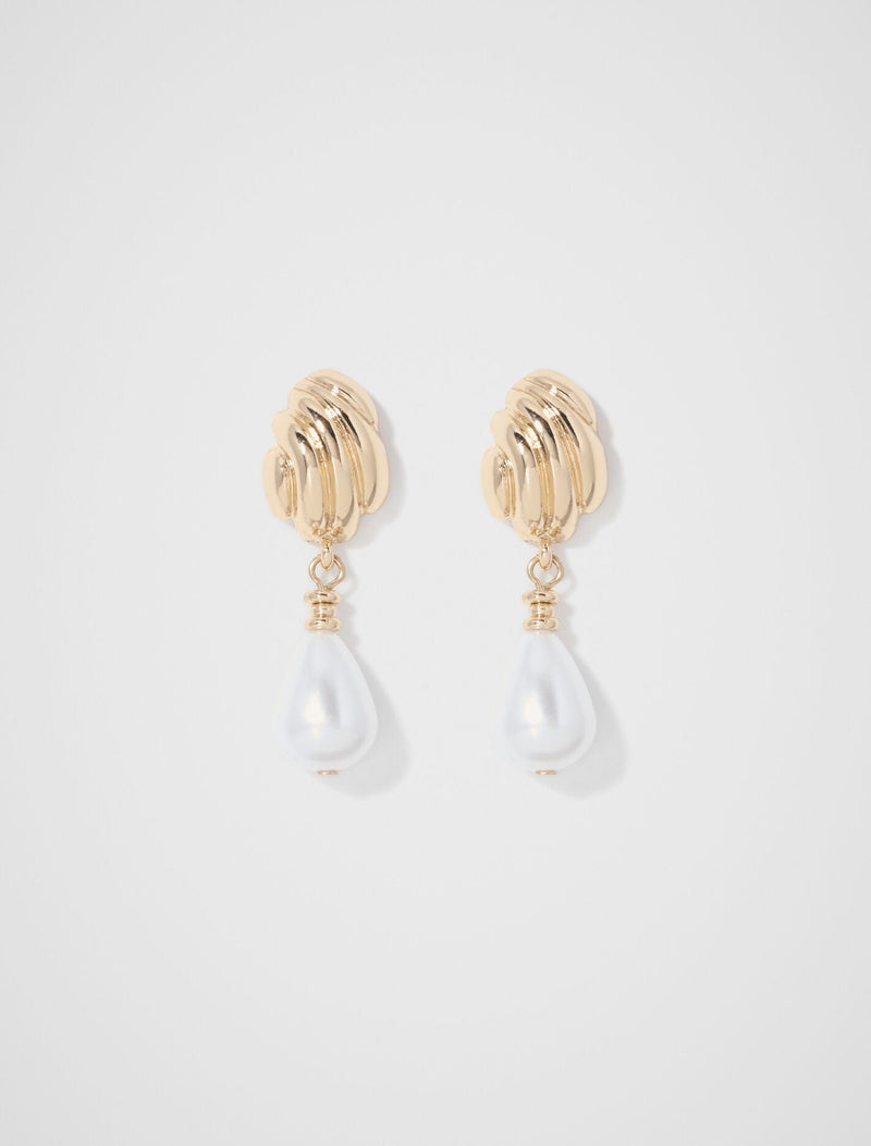Bronte Shell Pearl Drop Earrings 0 Pearl Gold Forever New