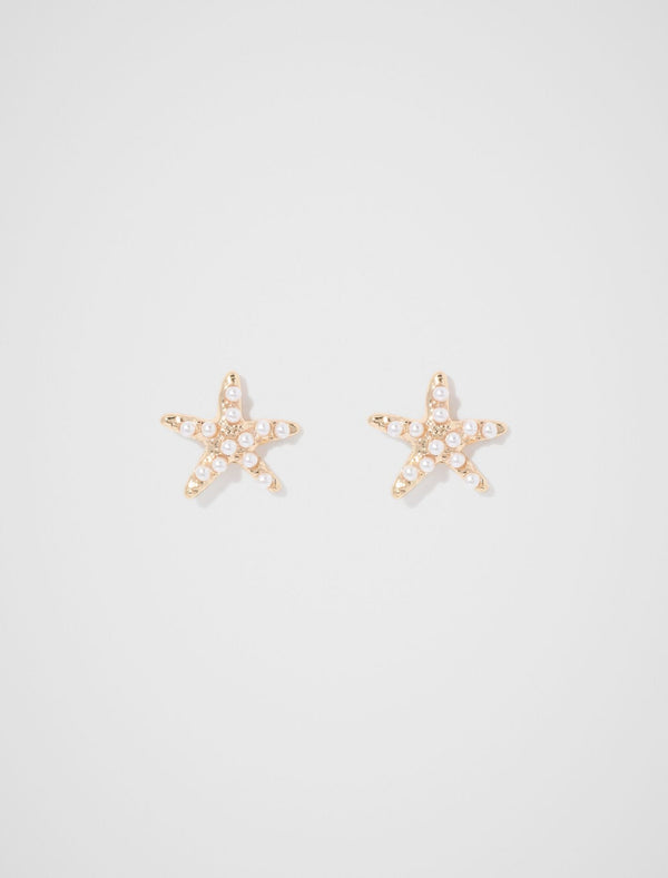 Eliza Starfish Pearl Earrings 0 Pearl Gold Forever New