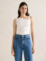 Fleur Asymm Neck Tank Top Porcelain Forever New