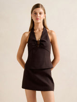 Harley Hardware Halter Top Dark Chocolate Set Forever New