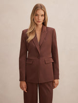 Solana Satin Single Breasted Blazer Mahogany Suit Forever New