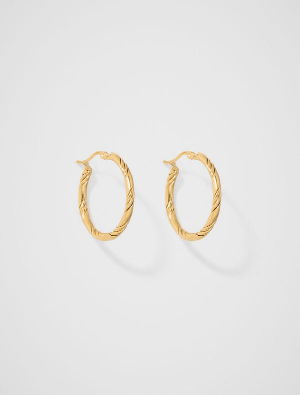 Macy Engraved Hoop Earrings 0 Gold Plated Forever New