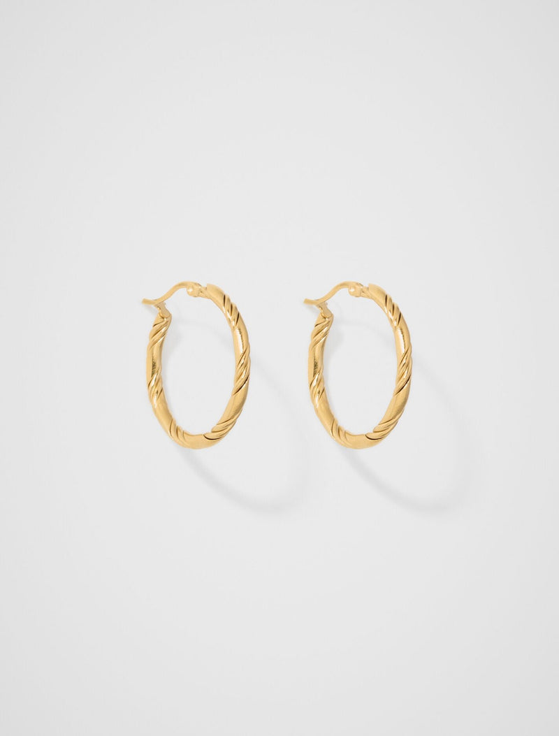 Macy Engraved Hoop Earrings 0 Gold Plated Forever New