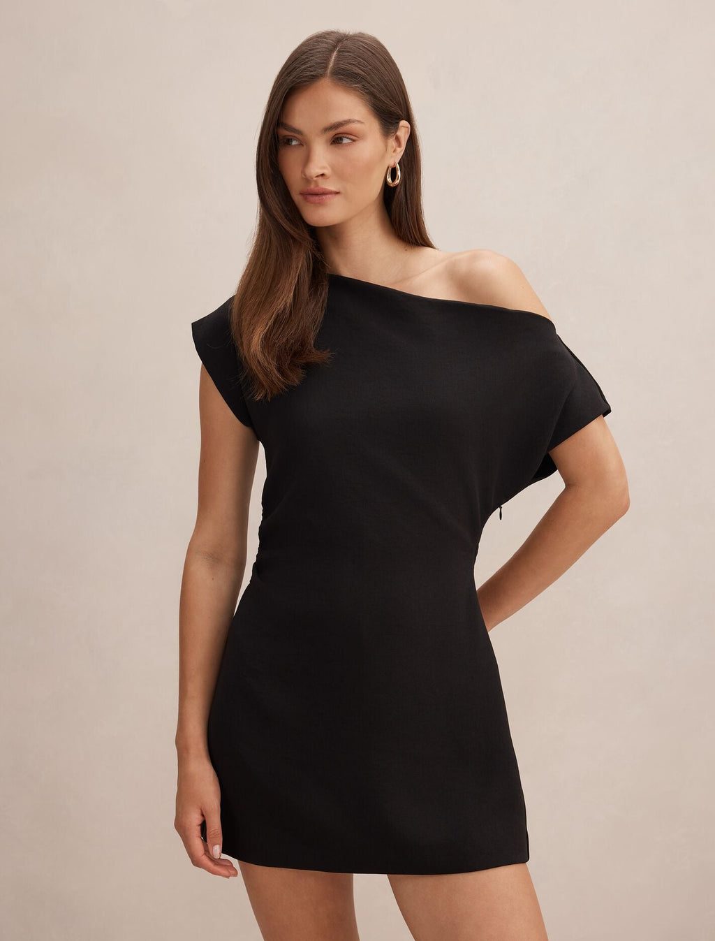 denielle mini dress black Danielle Asymmetrical Mini Dress Black