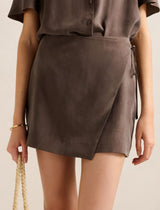 Allegra Cupro Wrap Skirt Chocolate Co-Ord Forever New