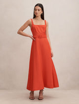 Hayden Square Neck Midi Dress Red Forever New