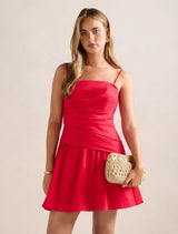 Solene Cotton Mini Dress Raspberry Forever New