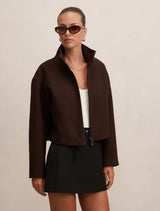 Fiona Funnel Neck Jacket Chocolate Forever New