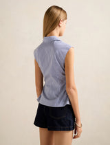 Nova Ruched Stripe Collared Top Forever New