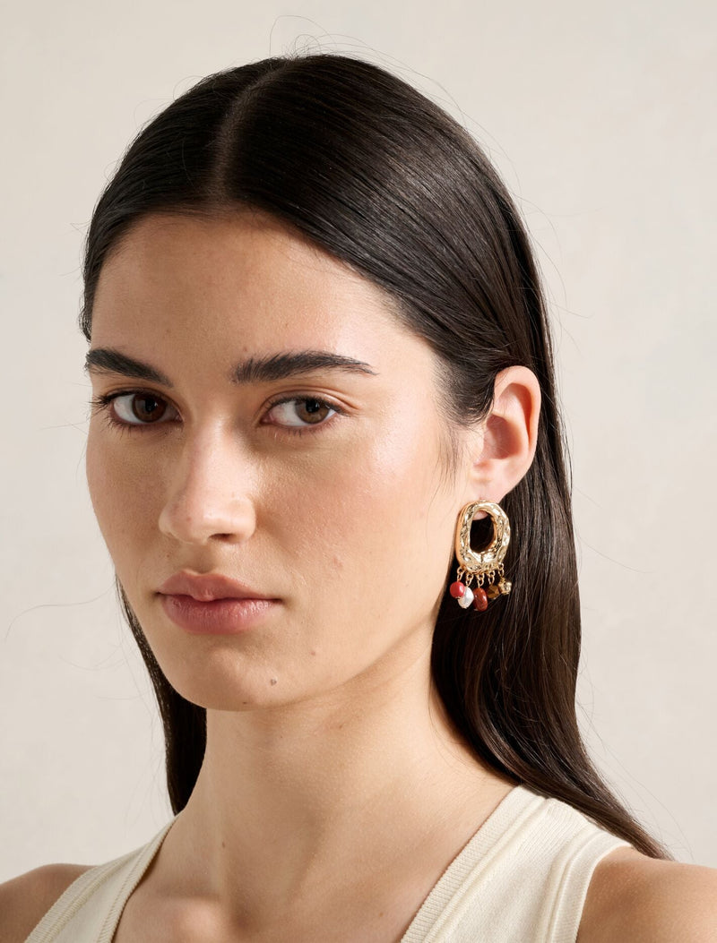 Signature Mindi Molten Hoop And Bead Earrings Forever New