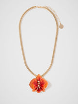 Signature Orchid Enamel Necklace 0 Orange Forever New