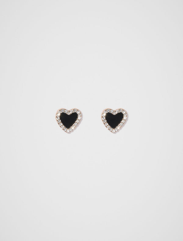 Honour Heart Stud Earrings 0 Black Gold Forever New