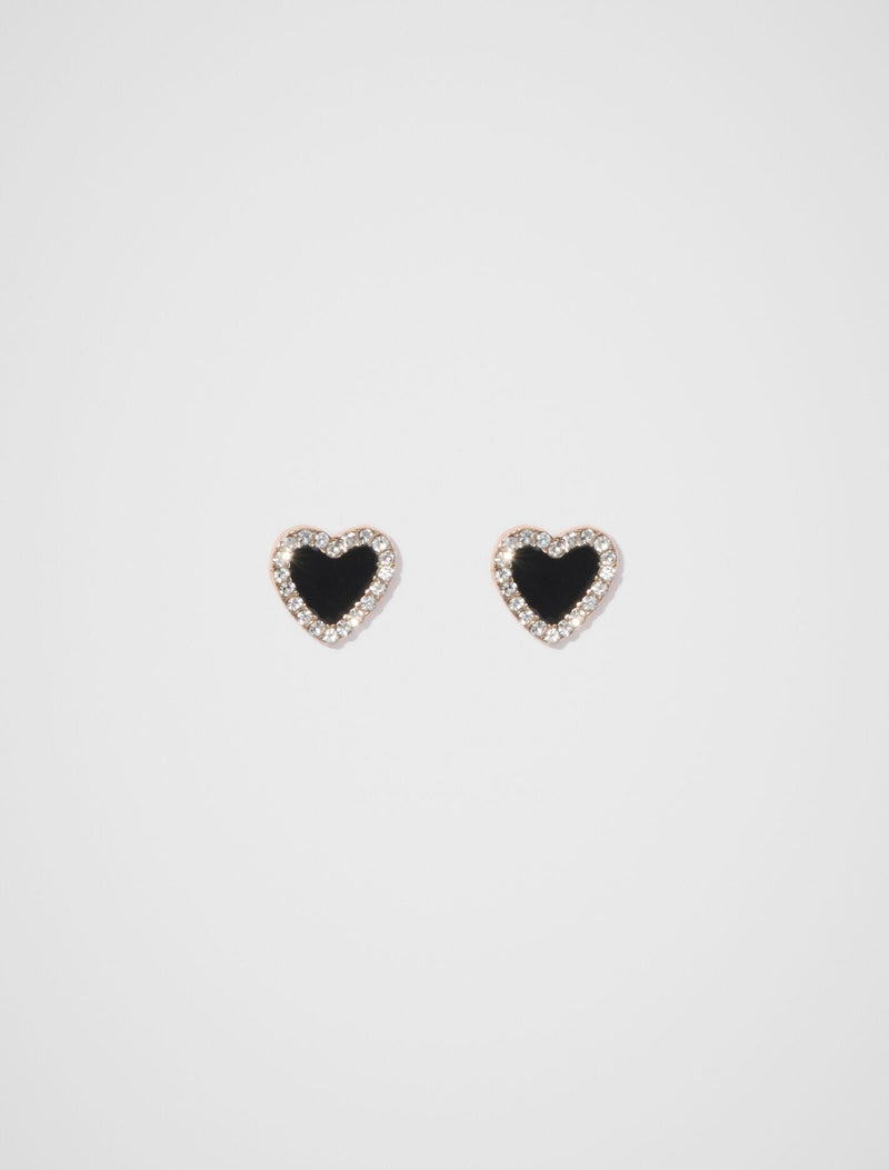 Honour Heart Stud Earrings 0 Black Gold Forever New