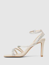 Crystal Jewelled Asymmetrical Strap Pm Sandal Heel Forever New