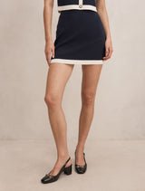 Farah Knitted Mini Skirt Navy White Co Ord Forever New