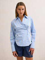 Tina Tie Back Shirt Blue Stripe Forever New
