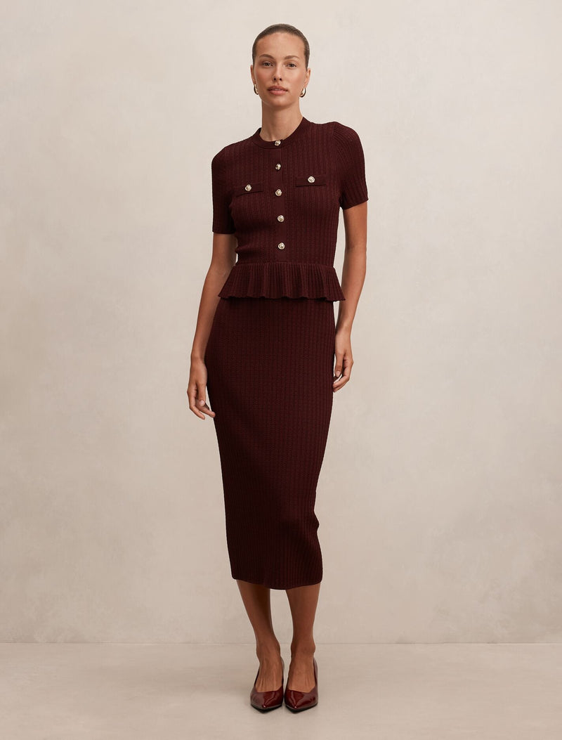 merlot midi dress Tahlina Stitch Interest Midi Dress Vintage Merlot
