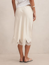 Liana Lace Satin Midi Skirt Forever New