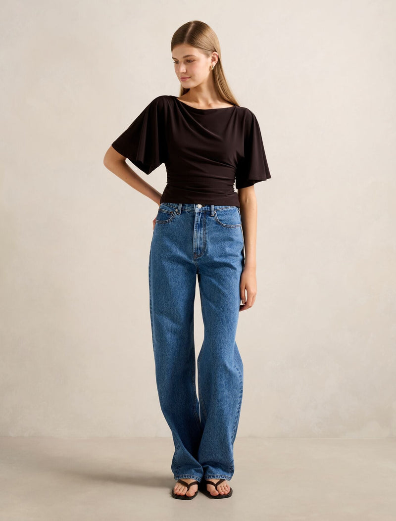 Paige Flutter Sleeve Tie Back Top Forever New