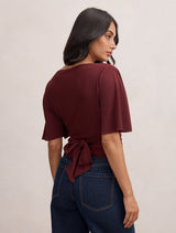 Paige Flutter Sleeve Tie Back Top Forever New