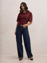Paige Flutter Sleeve Tie Back Top Forever New