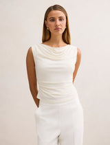 Ada Drape Cowl Back Top Cream Forever New