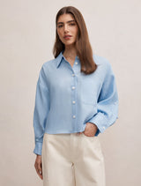 Bowie Cropped Shirt Placid Blue Forever New