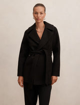Sabrina Short Wrap Coat Black Forever New