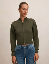 Hanna Zip Knit Jacket Olive Forever New