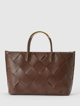 Amaya Weave Metal Handle Bag 0 Chocolate Forever New