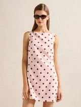 Angelica Boat Neck Mini Dress Pink Hadley Spot Forever New