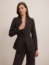 Kiana Waist Tab Detail Blazer Chocolate Suit Forever New