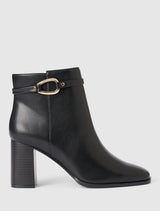 Rosanna Hardware Trim Heeled Ankle Boot Black Forever New