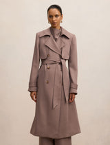 Delilah Petite Soft Trench Coat Deep Taupe Set Forever New