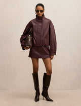 Jacquie Petite Pu Funnel Neck Coat Forever New