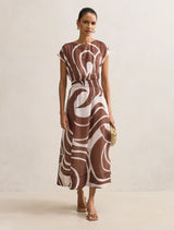Callie Petite Ruched Midi Dress Morley Abstract Forever New
