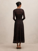 Georgia Petite Long Sleeve Mesh Midi Dress Forever New